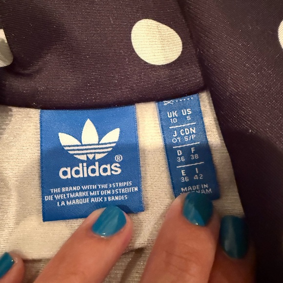 Adidas originals polka dot track suit set black & white jacket & pants women’s S - Picture 12 of 14